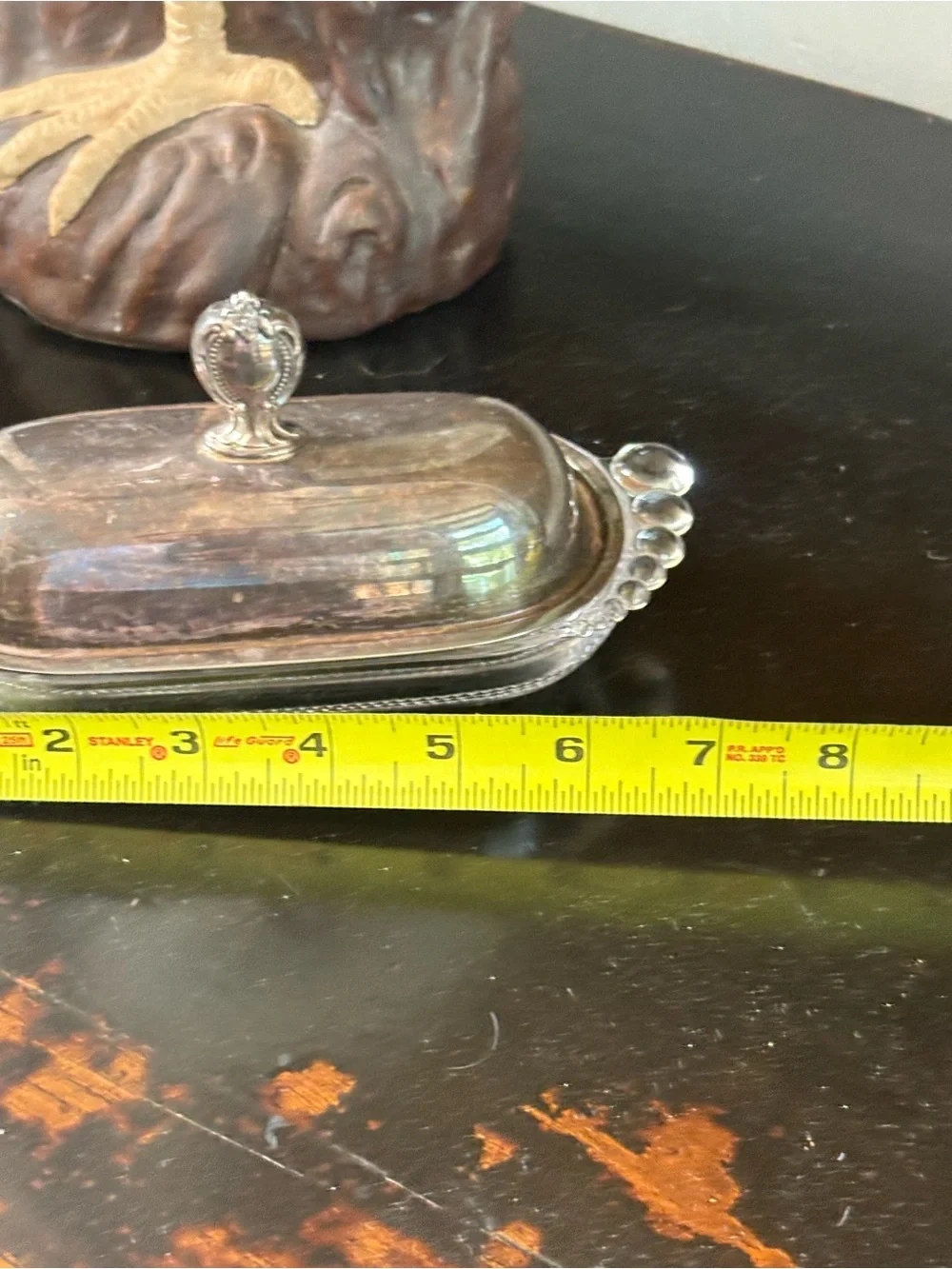 Clear Glass butterDish with Silver plated Lid - Home Accents